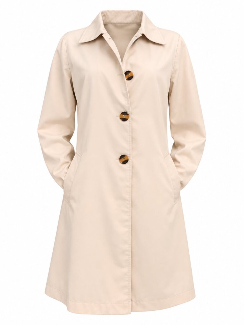 Ivory Lightweight Button Front Car Coat New Size 3